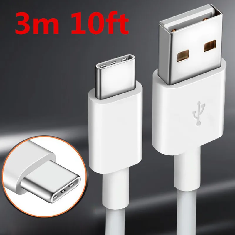 

3m 10ft Type USB C Cable Usb Type C Fast Charging Cord for Phone Charger for Samsung S9 S8 Note 8 9 Xiaomi Huawei P10 USB-C Mac