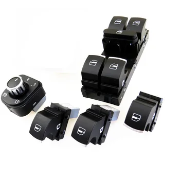 

FHAWKEYEQ Window Lift Master Switch + Fold Mirror Knob + Passenger Glass Lock Switch For VW Caddy Golf MK5 MK6 Passat B6 Touran