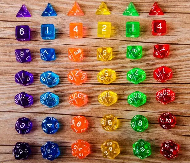 42pc/lot High Quality Multi colored Dice Set D4,6,8,10,10,12,20 dnd