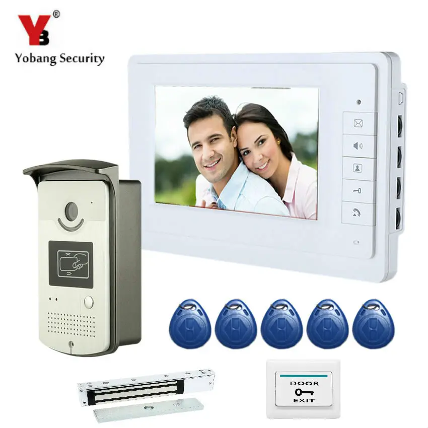 

YobangSecurity Wired 7" Inch LCD Video Door Bell Phone Intercom RFID Card Access Control Home Gate Entry System With Door Lock