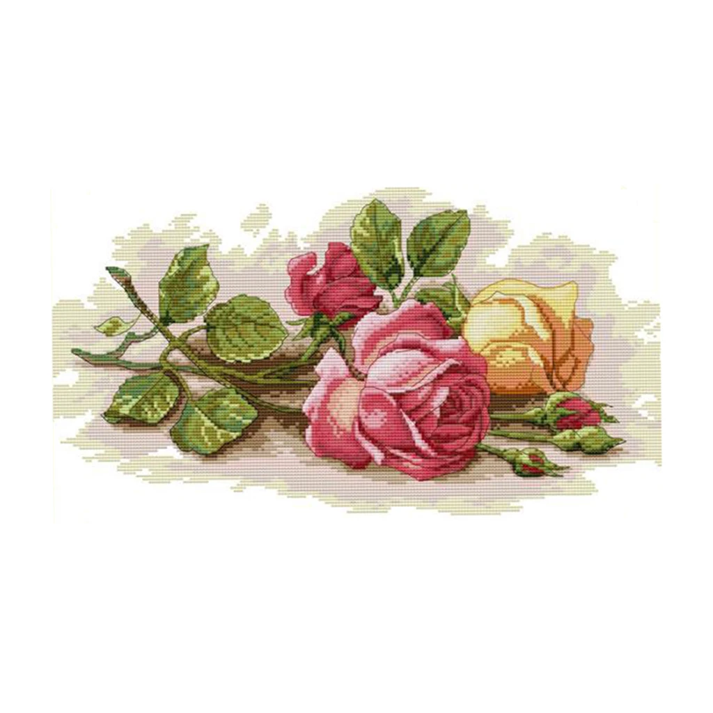 14 CT Counted Cross Stitch Kit - Rose Pattern - DIY Home Ornaments