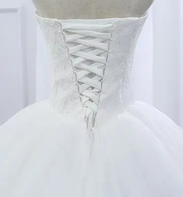 VENSANAC 2017 New Lace Strapless Sleeveless White Satin Court Train Bridal Wedding Dress Wedding Ball Gown 30437 4