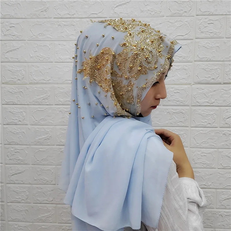 24 цвета блестки бриллианты Джерси хиджаб шарф платок абайя платок тюрбанты платок длинный шифон хиджаб Femme Musulman - Цвет: 21