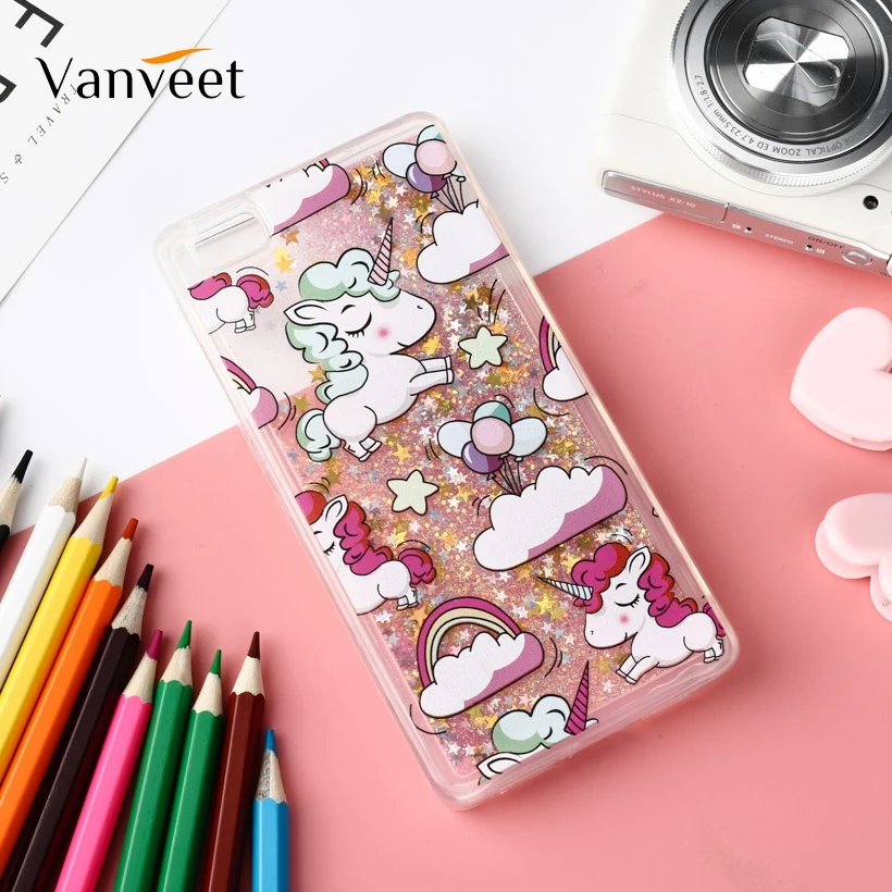 

Vanveet Soft Cases For Huawei p8 p9 p10 lite Case Unicorn For Huawei p8 p9 mini Case Glitter Cover Dynamic Liquid Fundas Silicon