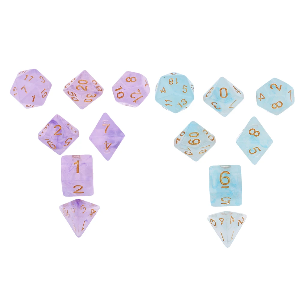 14/Set D4 D6 D8 Dice Game 1.6cm Sided Gem Dice for TRPG D&D Polyhedral Dices