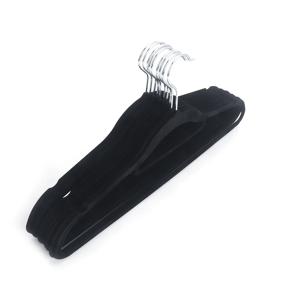 NON SLIP FLOCKED COAT CLOTHES HANGERS VELVET TROUSER HANGING SPACE SAVING 2COLOR