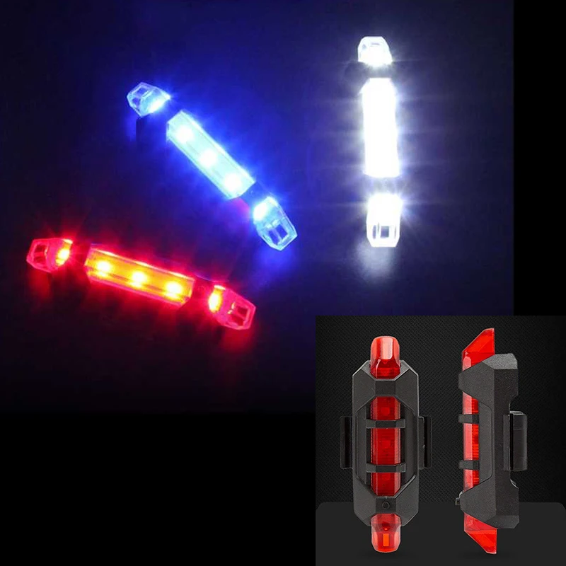 

2019 USB Rechargeable Bicycle Front Light 5 LEDs 4 Modes Head tail Bike light Flashing Safety Warning Lamp bicycle accessory