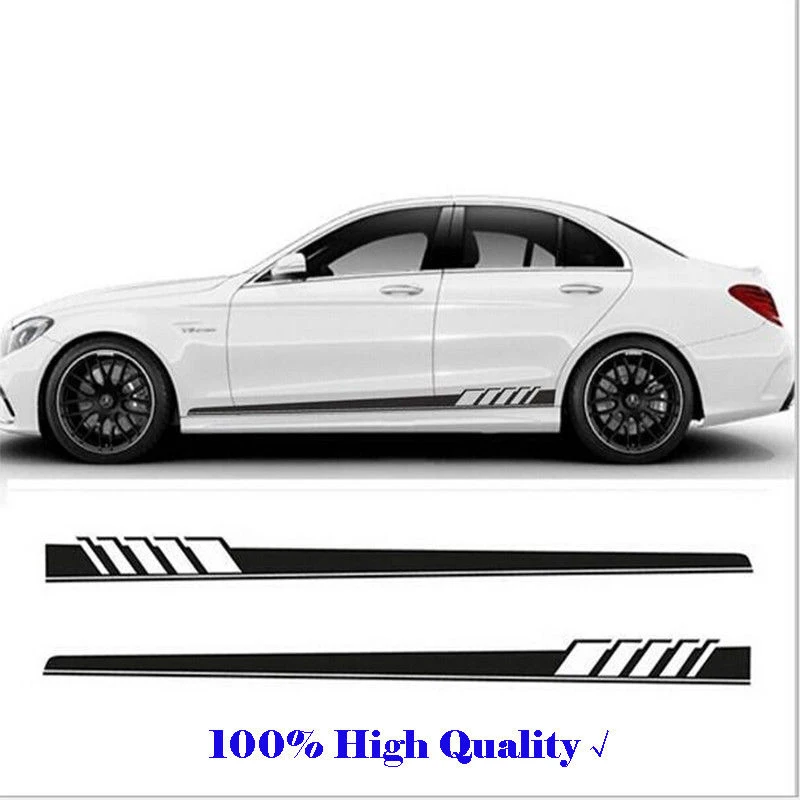 

2Pcs Car Side Body Vinyl Decal Sticker Racing Long Stripe Decals Graphics