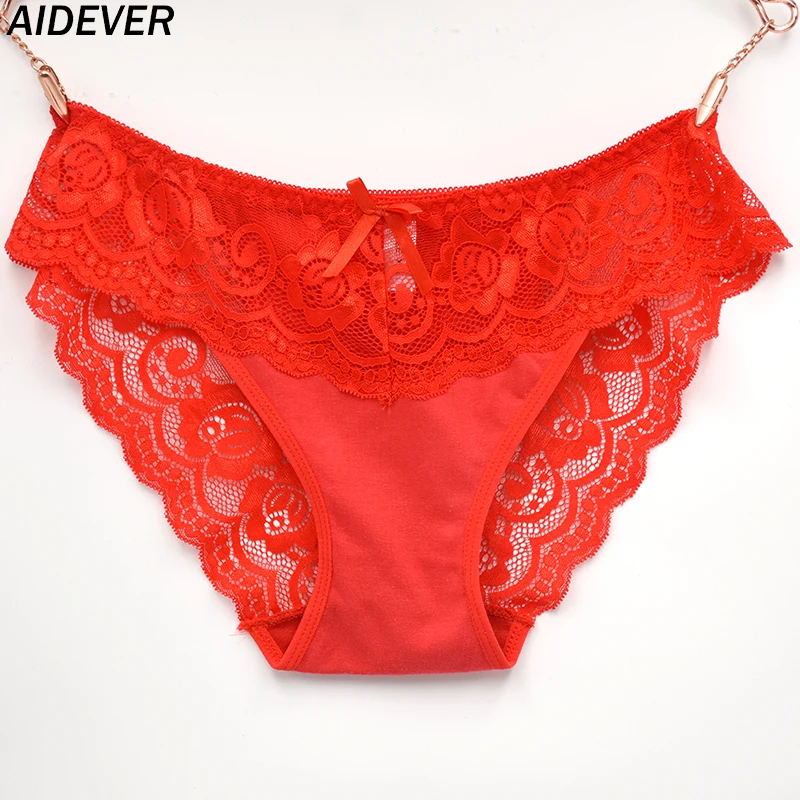 

AIDEVER 3Pcs/lot Women's Lace Sexy Panties Female Comfort Breathable Underwear ladies cotton lingerie Mid-Rise Briefs