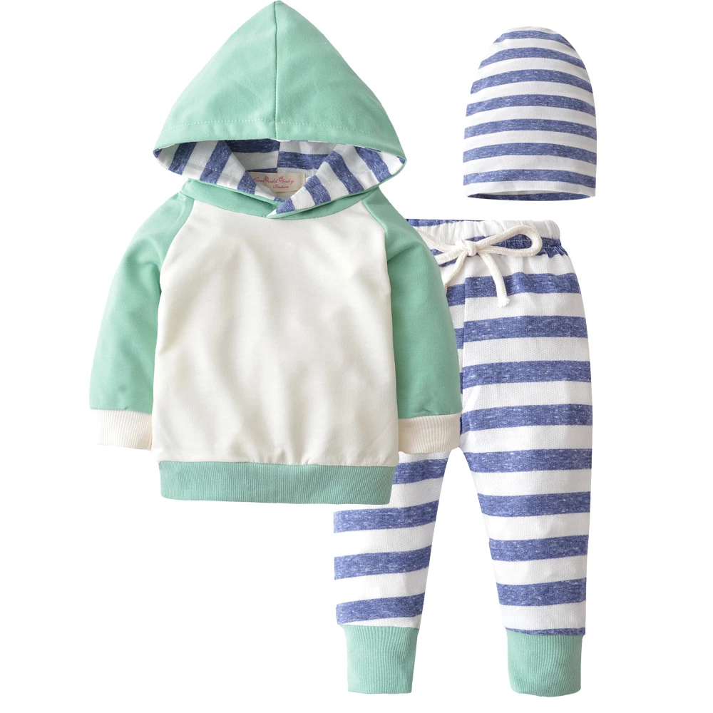 Г. Новая осенняя одежда для новорожденных мальчиков и девочек милый свитер с капюшоном топы+ Хлопковые Штаны комплект из 3 предметов комплект одежды для младенцев