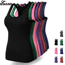 Однотонная Спортивная майка BINAND Racerback с круглым воротником, впитывающая пот, без рукавов, для занятий спортом, тренировок, бега, майка для фитнеса и йоги