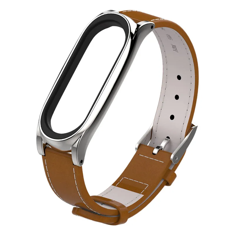 Mi jobs mi Band 3 PU ремешок для Xiaomi mi band 3 Ремешок Браслет mi Band 3 Браслет Смарт часы Correa mi Band 3 Аксессуары - Цвет: brown silver