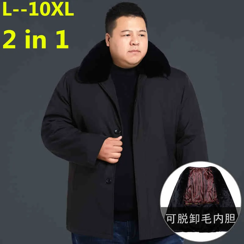 10XL 8XL 6X2 в 1 зимняя куртка мужская брендовая Мода Новое поступление повседневные свободные толстые теплые мужские s пальто парки верхняя