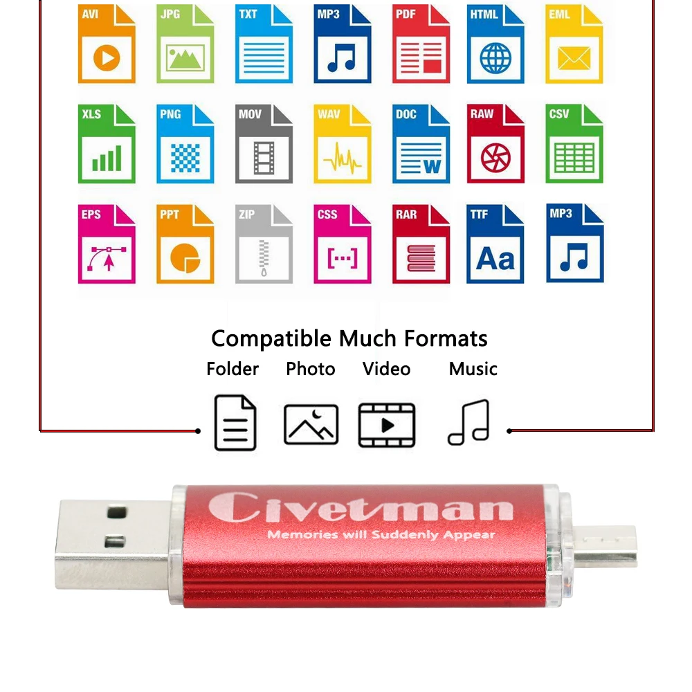 Флеш накопитель Civetman OTG USB 8 ГБ 16 32 64 2 0 двойная мини флешка 128 Pendrive для ПК и
