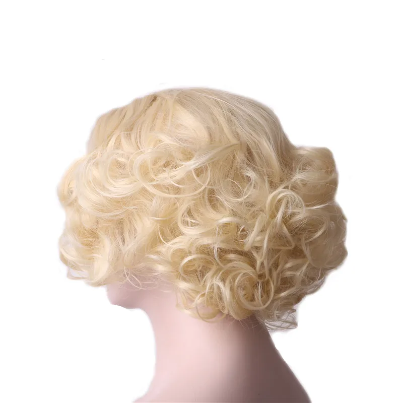 WoodFestival блонд коричневый черный кудрявый синтетический парик термостойкий косплей короткие парики для женщин - Цвет: Блондинка