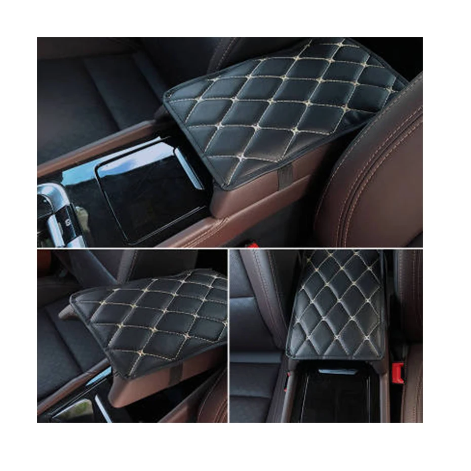 

X Autohaux Universal Black Red PU Leather Center Console Cover Car Armrest Cover Arm Rest Pad Fit for Most Vehicle SUV Truck Car