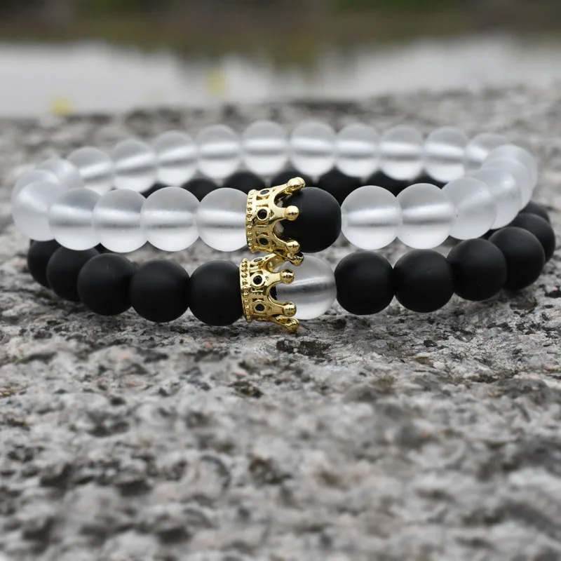 Couple Bracelet Charms Stone Beads Men Jewelry Crown Bracelets For Women Pulseira Masculina Bileklik Pulseira Feminina Couple Bracelet Charms Stone Beads Men Jewelry Crown Bracelets For Women Pulseira Masculina Bileklik Pulseira Feminina