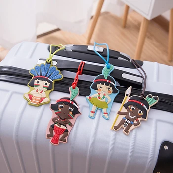 

Cute Cartoon Doll Suitcase Luggage Tag Travel Accessories ID Address Holder Women Baggage Label Organizer Silica Ge Identifier