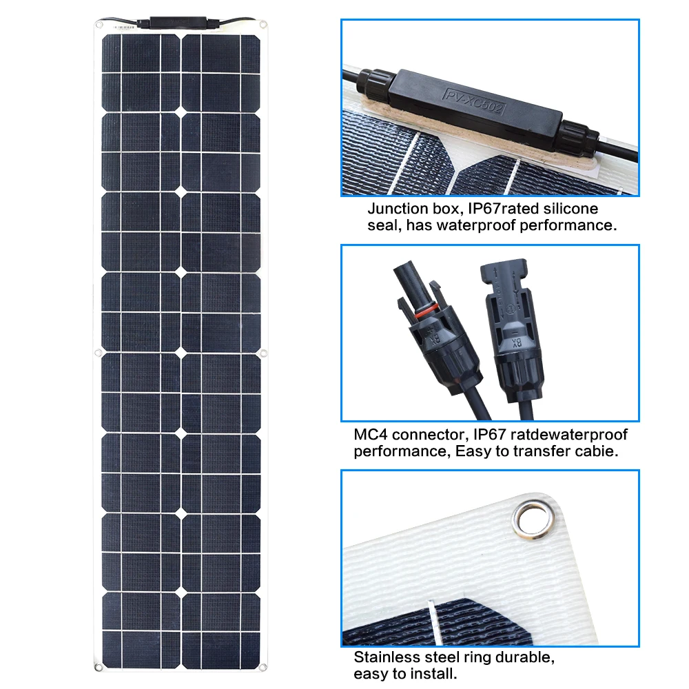 XINPUGUANG 50 Вт Solpanel flexible ETFE набор солнечных панелей зарядное устройство Bwith 12 В/24 В 10A