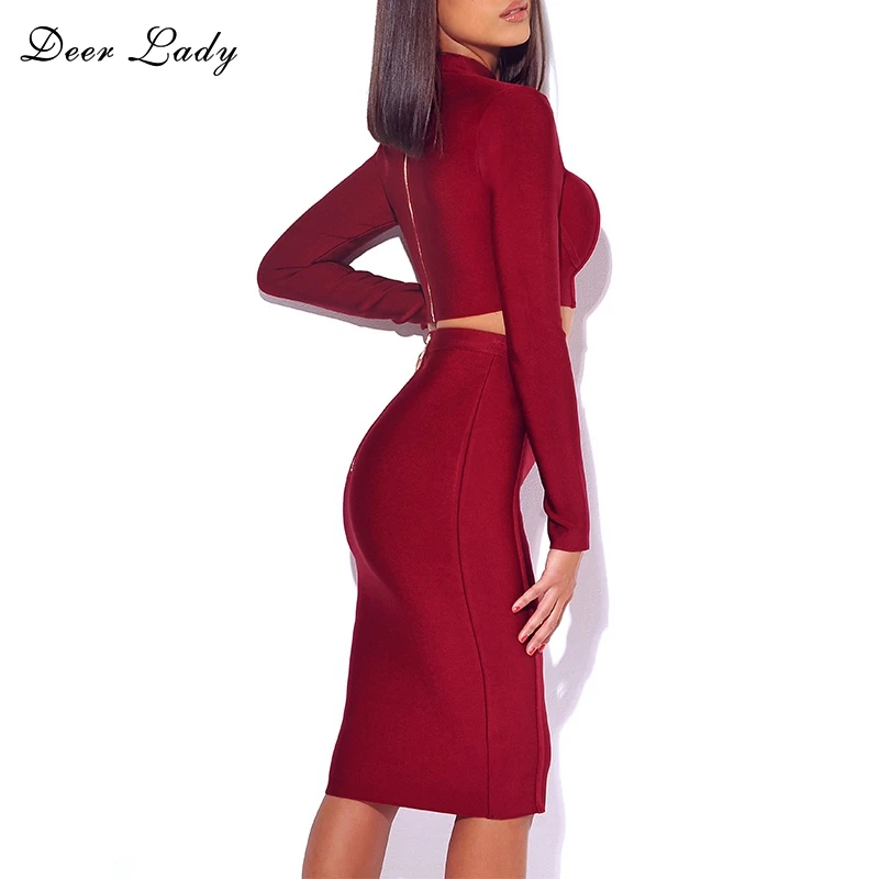 Ocstradfe-New-2019-Buckle-Bandage-Embellished-Dress-Women-Two-Piece-Bandage-Dress-Set-Long-Sleeve-Bandage