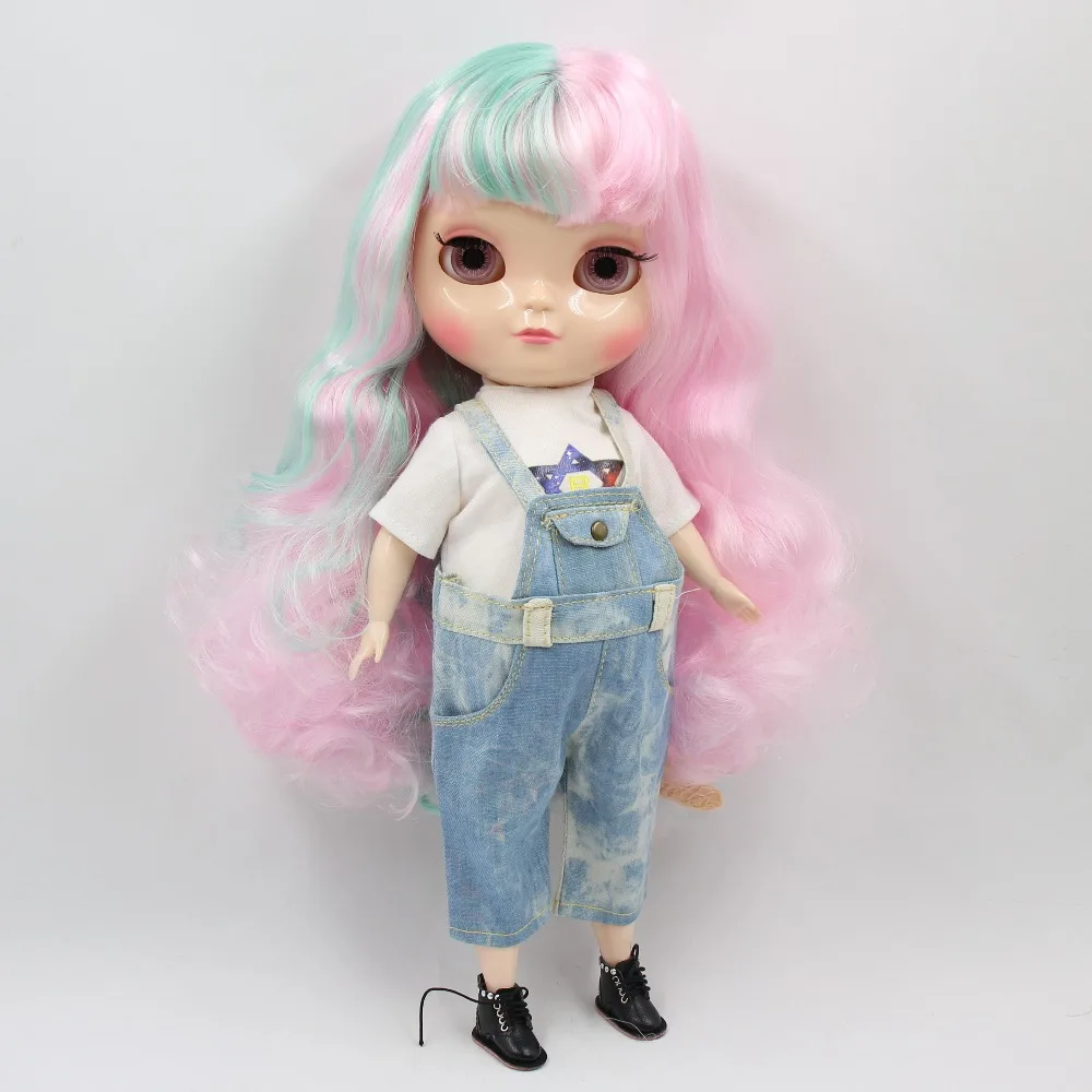 Neo マルチカラーの髪 白い肌 光沢のある顔と太った体のブライスふっくら人形