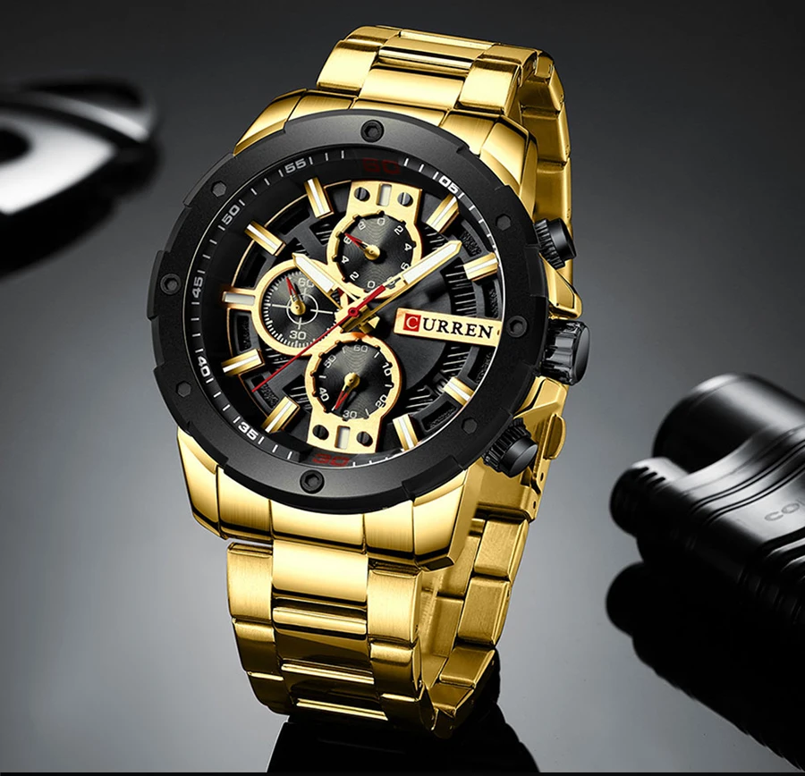 CURREN часы Мужские наручные часы из нержавеющей стали с большим циферблатом мужские кварцевые наручные часы Военные Спортивные часы для мужчин