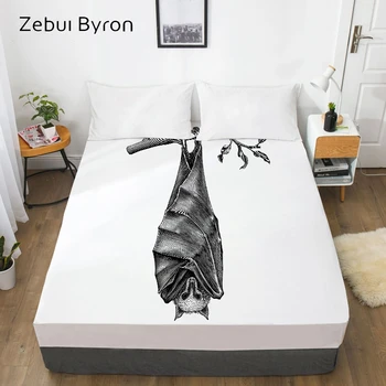 

3D HD Bed Sheet With Elastic,Fitted Sheet Custom/USA Queen/King,Halloween bat Mattress Cover 150/180/200/160x200cm,drop ship