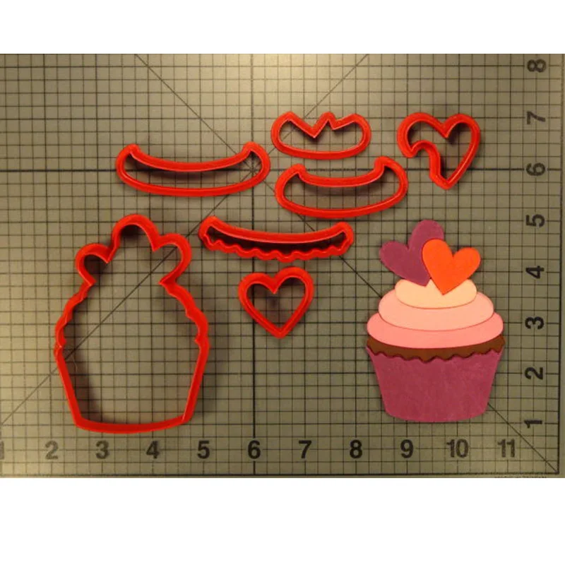 

Heart Cupcake Cookie Cutter Fondant Cupcake Top Molds Custom Made 3D Cookie for Cake Decoration Tools Cake Stamp