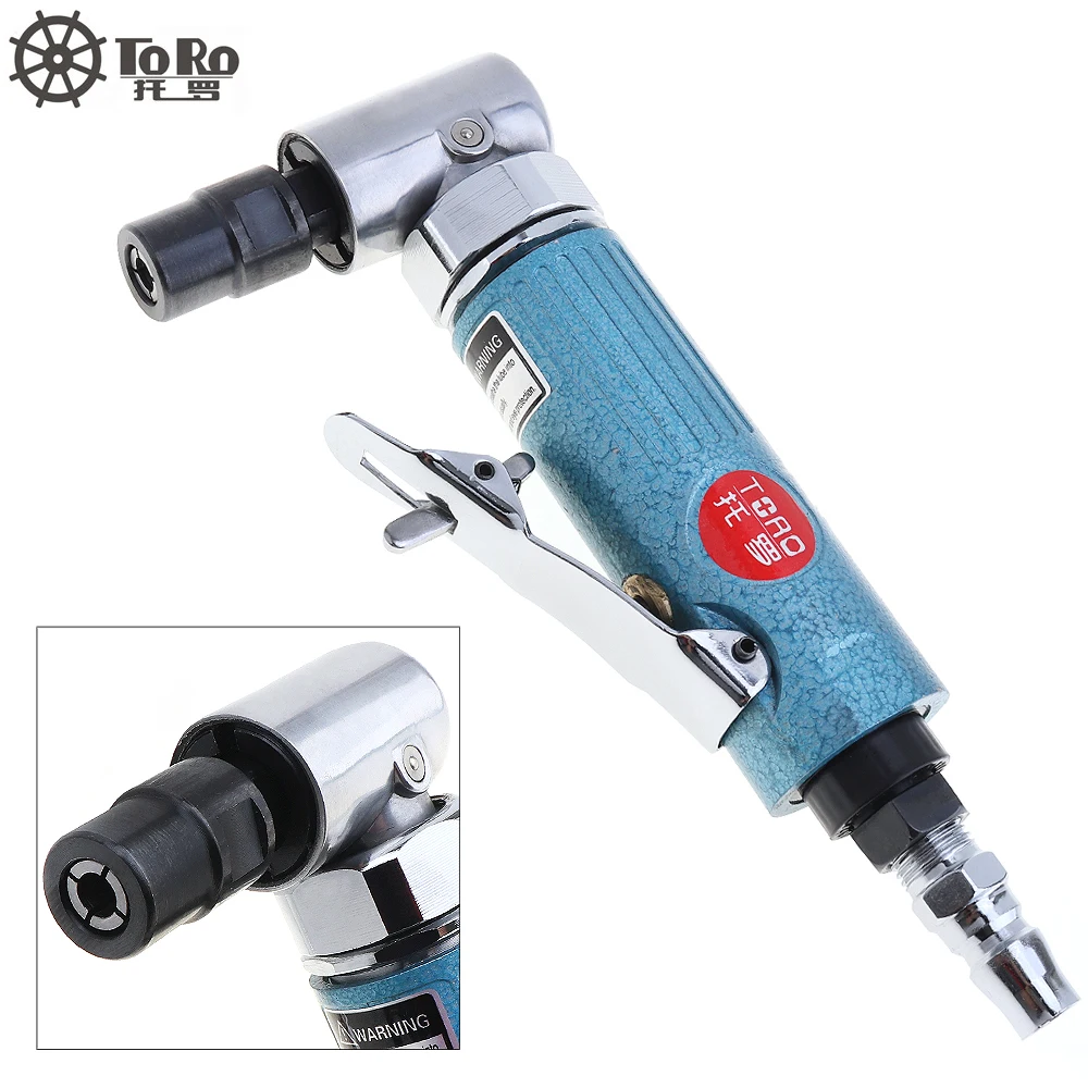 

TORO 1/4'' & 1/8'' Collet Pneumatic Engraving Polished Machine with 90 Degree Curved Head and Push Switch for Woodworking