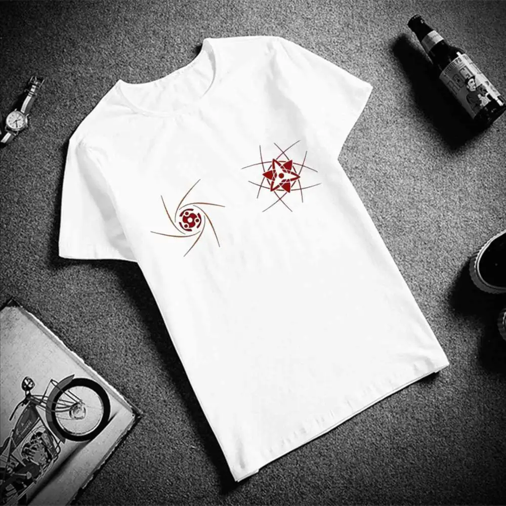 Модная футболка с коротким рукавом из хлопка с принтом «глаза Учиха Итачи Саске Хатаке Какаси Наруто», Футболки унисекс - Цвет: 17