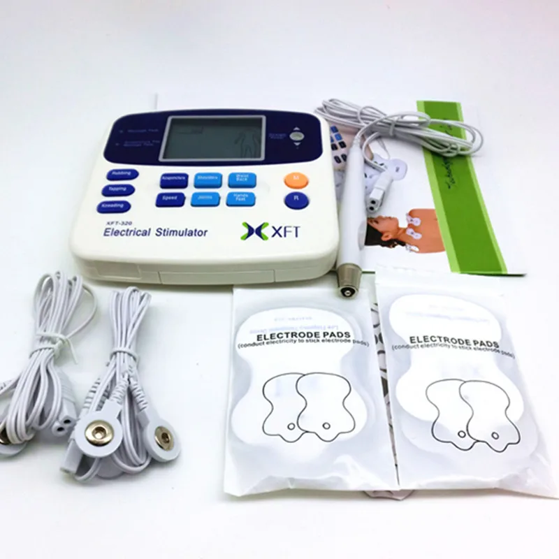 Dual Output Body Physio tens therapy massager back pain relief acupuncture pulse muscle stimulator massage 12pcs electrode pad