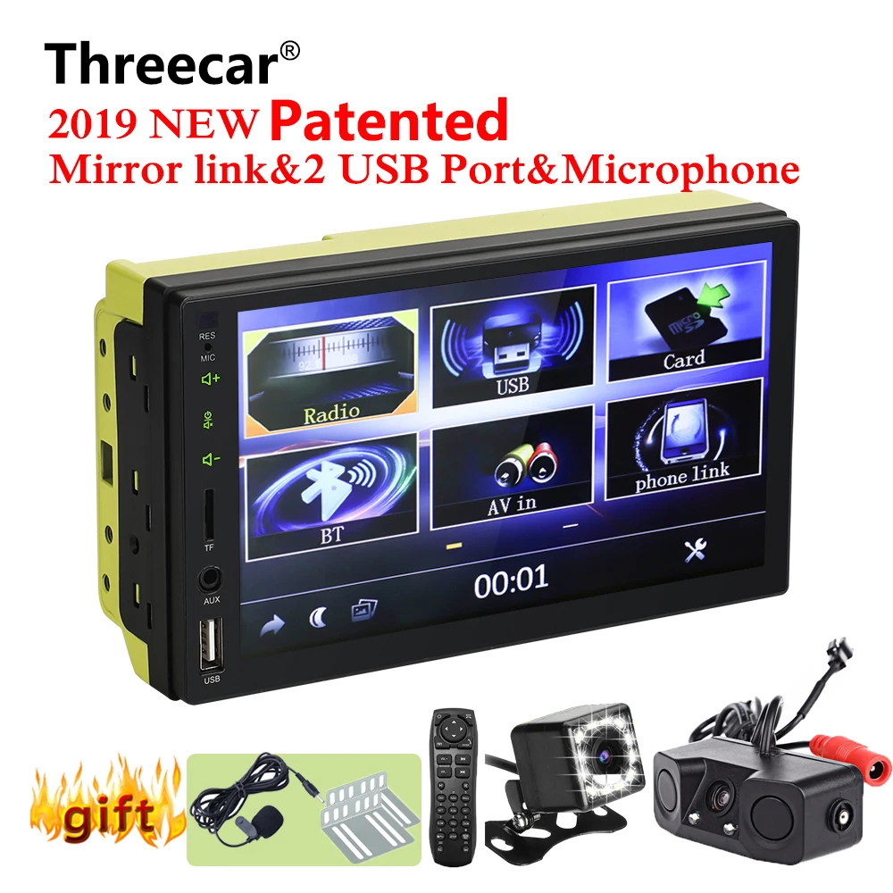 

2 din car radio mirror link Android 7 inch capacitive touch screen MP5 Bluetooth USB TF FM Camera Multimedia Player 2din 2019