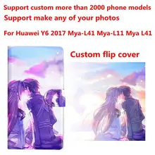 DIY Telefon tasche Personalisierte kundenspezifisches foto Bild PU ledertasche flip-cover für Huawei Y6 2017 Mya-L41 Mya-L11 Mya L41