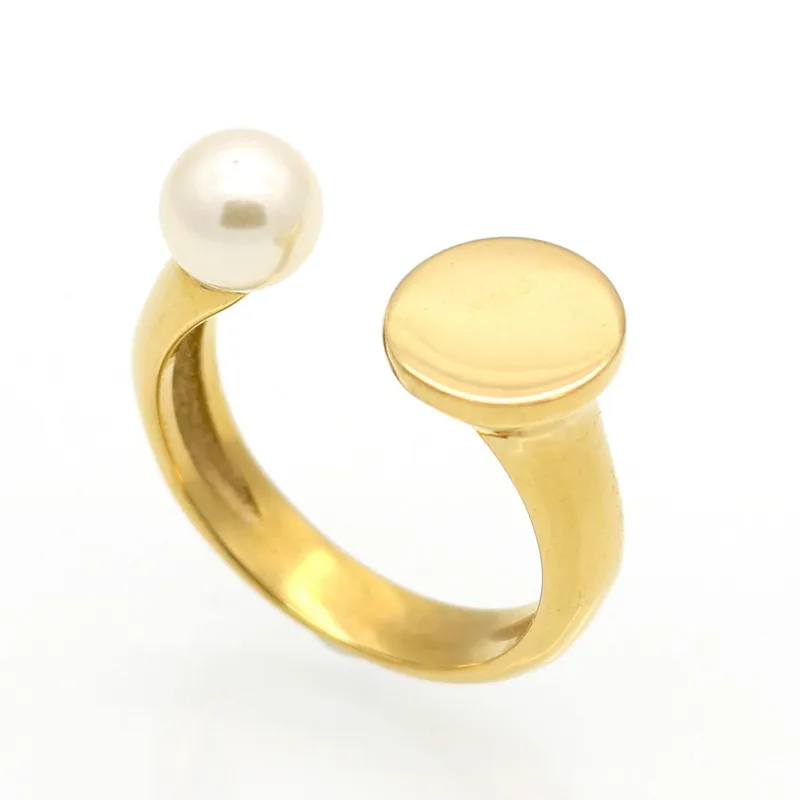 

2019 Best New Top Quality Fashion Brand Love Jewelry Freshwater Pearl Vintage Rings Gold Color Black Stone Nail Ring For Women