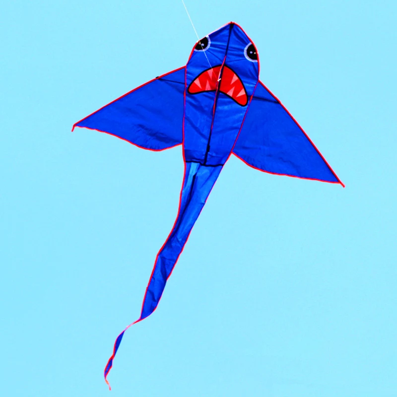Free shipping high quality flying shark kite with handle line ripstop