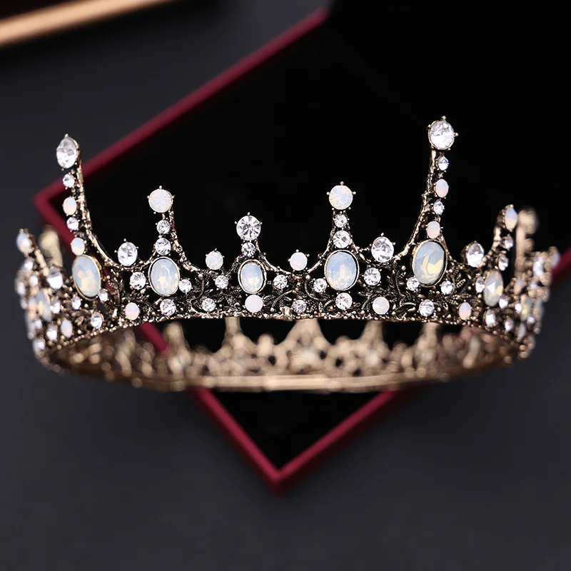 Новое Барокко винтаж кристалл свадебные диадемы ободок для волос головной убор черная принцесса пышная корона свадебные аксессуары для волос T-079 - Окраска металла: Champagne Gold