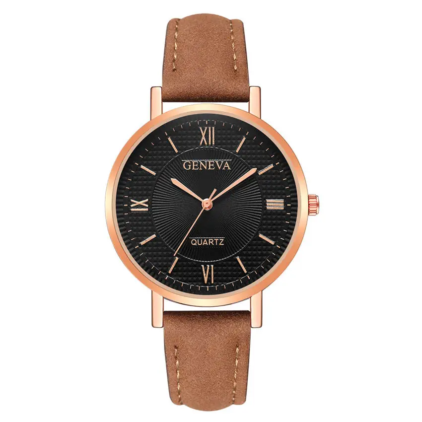 

Trendy Hot Watch Geneva Leather Women Watches Quartz WristWatch Dress Ladies Watch Simple Watches Montre Clock Reloj Mujer *A