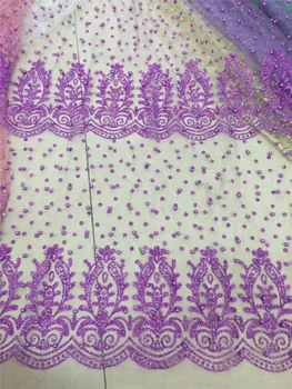 

5 yards glued glitter lace fabric on sale BZL-82906 glitter mesh material with beads for evening dress 7 design for option