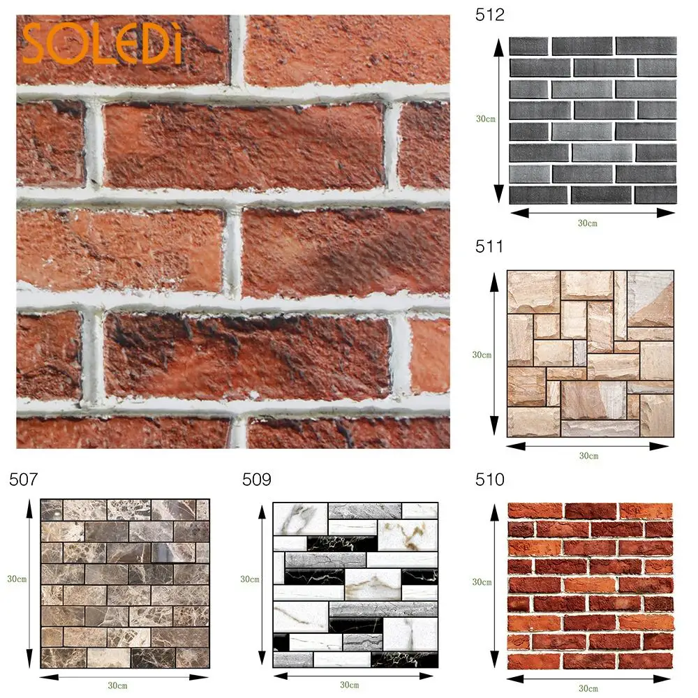 

Mural Art Ceramic Tile Stickers 3D Wall Sticker PVC Wall Decal Creative Ceramic Tile Shape PVC 30 * 30CM Bathroom Removable