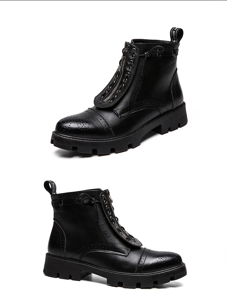 ZSAUAN/Прямая поставка; мужские современные кожаные ботинки с высоким берцем; теплые армейские ботильоны; Мужская обувь для невесты на молнии; офисная обувь
