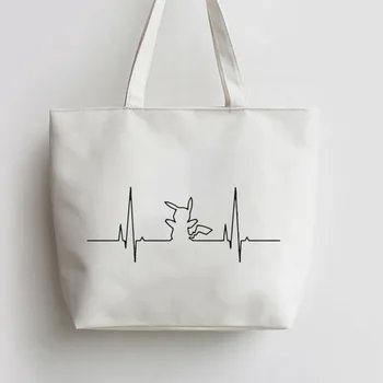 

FOR Anime Pika Pikachu Japanese Anime Canvas Tote bags Cartoon Shopping bag Reusable Shopper Grocery Bag GA723