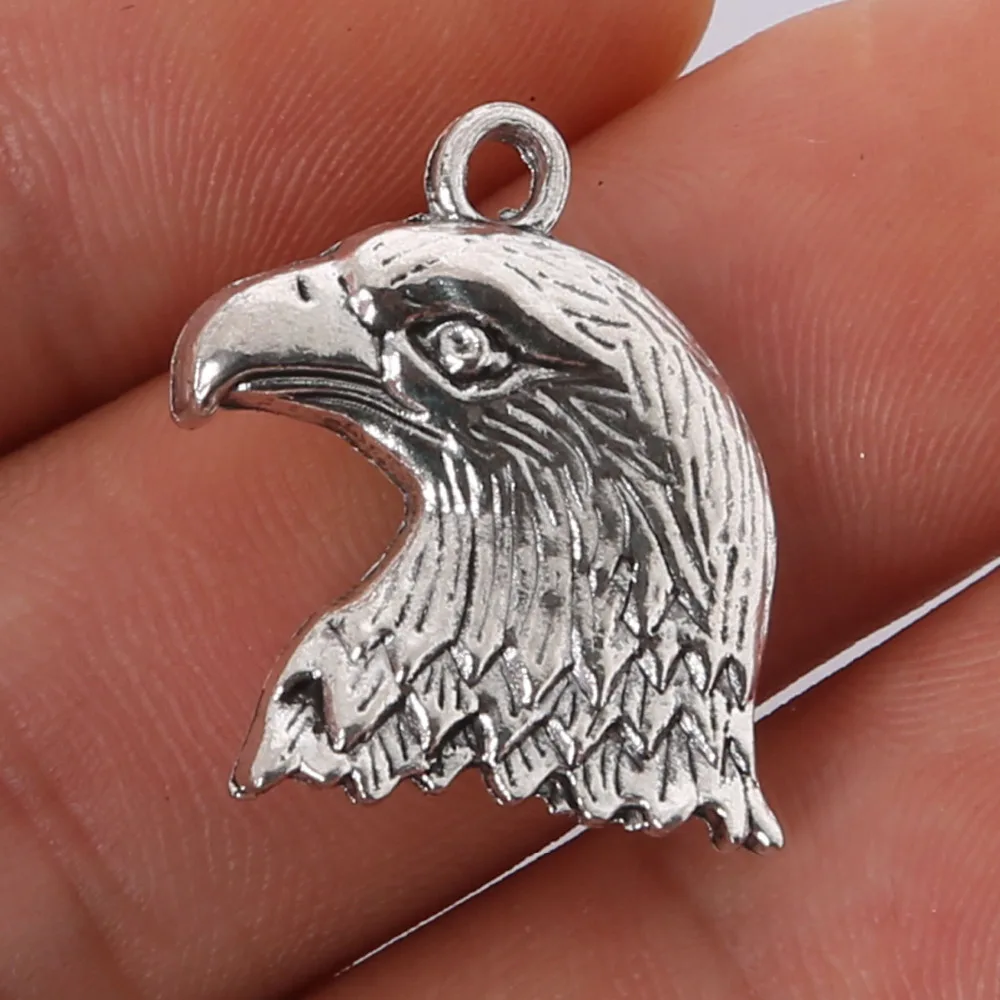 4pcs 22*19MM antique silver Alloy Eagle Head DIY charms Pendant Jewelry Findingsin Charms from