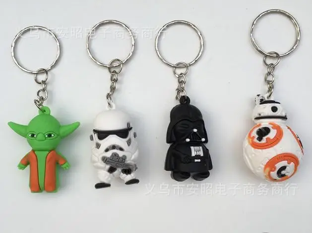 

20pcs/lot star wars dolls 4cm, key chain pendants high quality capsule toys for children birthday gift hobby collections