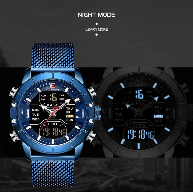 NAVIFORCE 9153 мужские часы Топ бренд модные спортивные водонепроницаемые кварцевые