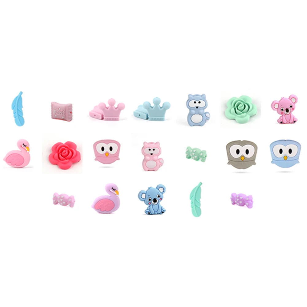 Online Tyry. Hu 3 Buah Banyak Bayi Teether Dot Klip Rantai Manik manik Mutiara Silikon Teething Mainan Food Grade Mini Silicone Teether