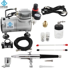 OPHIR 3 Tips Dual Action Airbrush Kit 7cc & 22cc Air Compressor Set Body Paint Art Temporary Tattoo 110V,220V#AC089+AC074 OPHIR 3 Tips Dual Action Airbrush Kit 7cc & 22cc Air Compressor Set Body Paint Art Temporary Tattoo 110V,220V#AC089+AC074