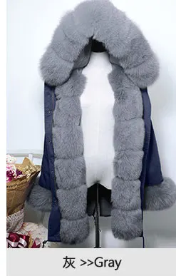 Зимняя женская мода из натурального большого лисьего меха с капюшоном и манжетами из натурального кроличьего меха, толстые теплые камуфляжные Длинные куртки, парки, пальто - Цвет: C13