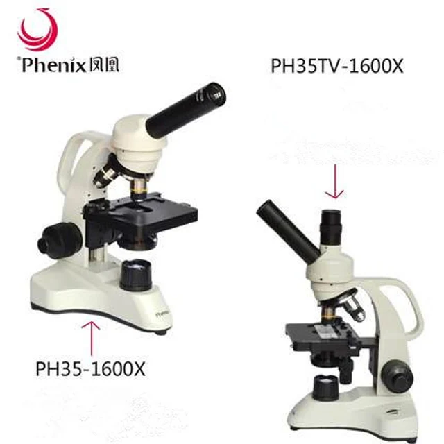 Phenix/детский подарок 40X-1600X Metal Биологический микроскоп Монокуляр трубки для студентов и лаборатория клинической