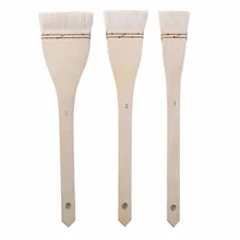 3 шт., длинные ручки, деревянные художественные кисти, большая площадь, плоские кисти, щетки, шерсть, чип, набор кистей для рисования, для рисования, товары для рукоделия
