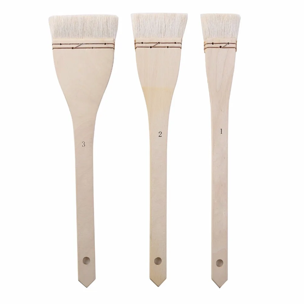 

3pcs long handle wood art Brushes Large Area Flat Brushes Hake Brushes Wool Chip Paint Brushes Set for drawing art supplies